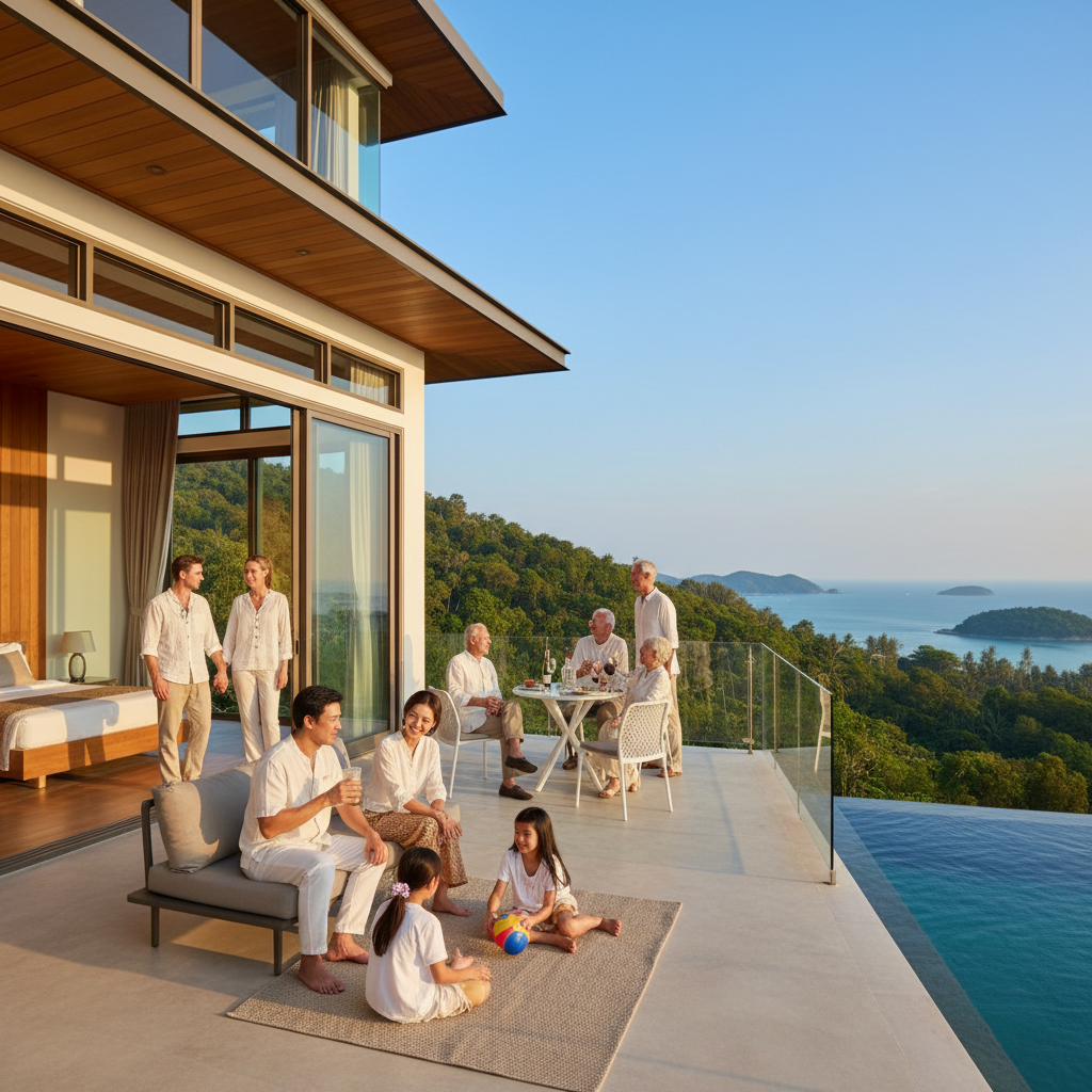 Naphatthanan Property - A diverse group of people (families, couples, retirees) enjo