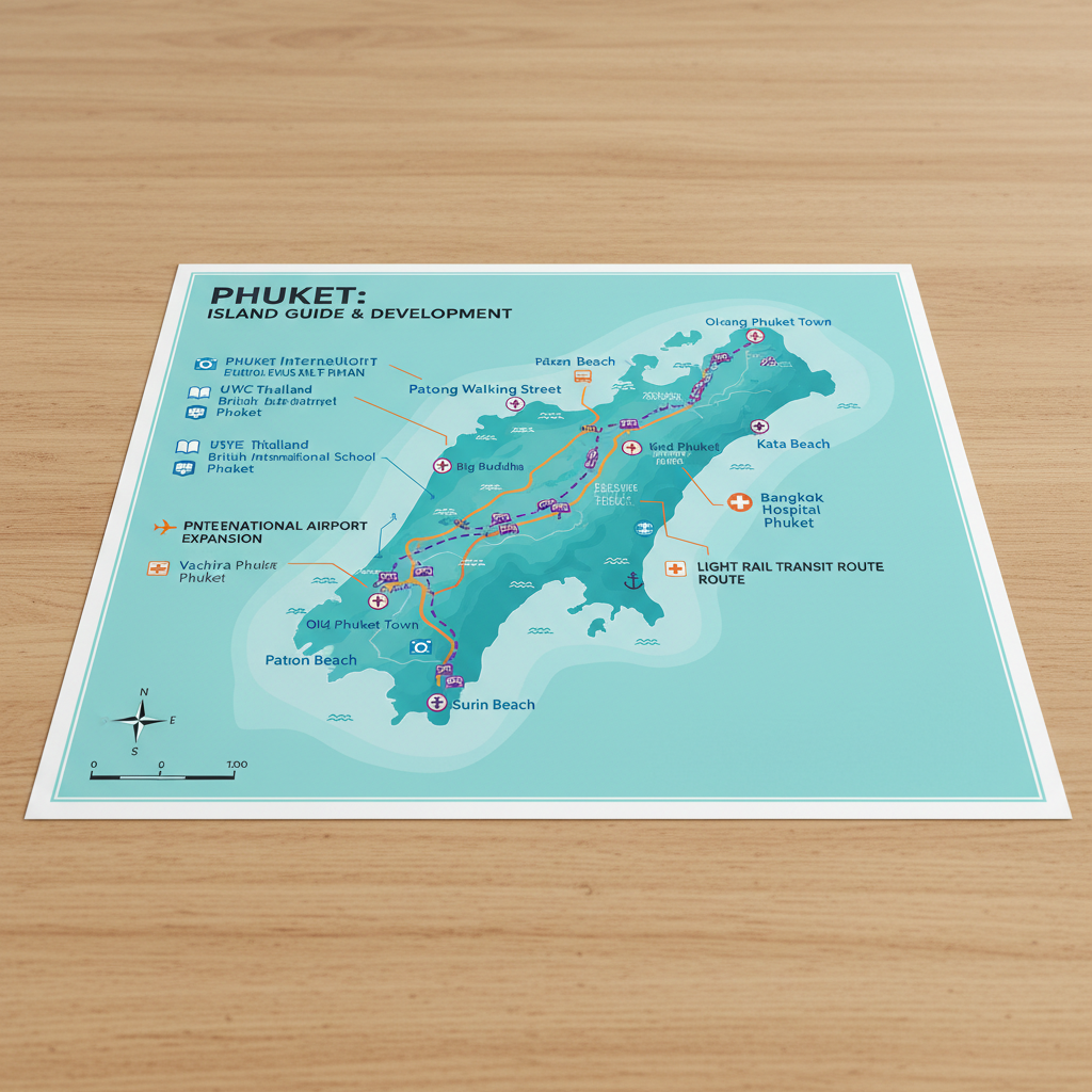 Naphatthanan Property - Map of Phuket highlighting key tourist attractions, beaches,