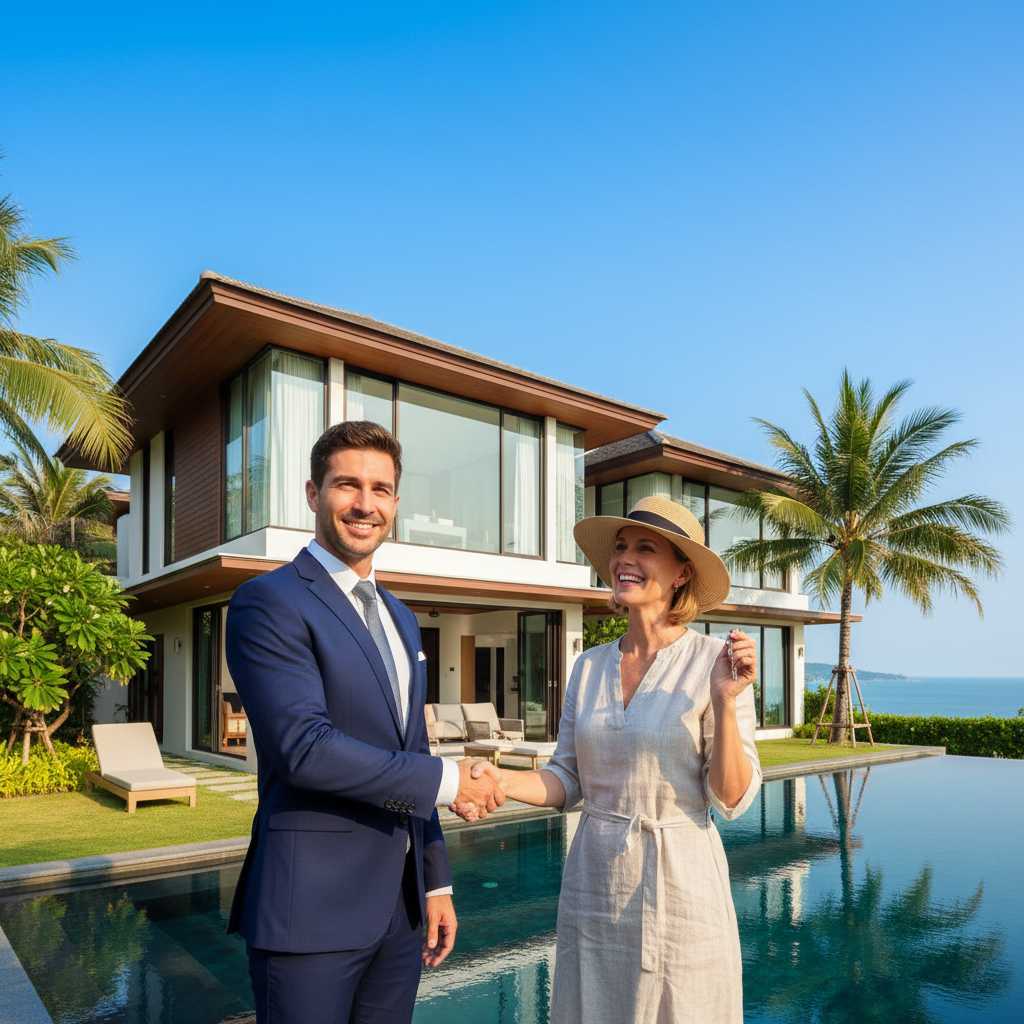 Naphatthanan Property - A professional real estate agent in a suit, smiling and shak